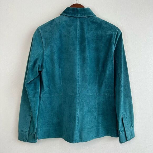 Sienna Studio G3 Apparel Women’s XS Leather Turquoise Button Jacket Coat - Picture 9 of 16
